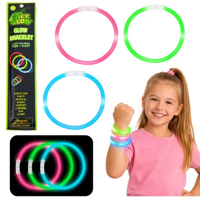 Zdjęcie produktu dla Świecące w ciemności neonowe pałeczki fluorescencyjne bransoletki opaski na rękę 3 szt.