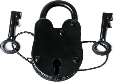 Produktbild von Antikes Vorhängeschloss mit Schlüssel im Mittelalter-Stil aus Gusseisen