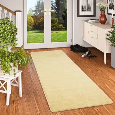 Produktbild von Hochflor Shaggy Läufer Teppich Palace Natur, Größe:100x400 cm