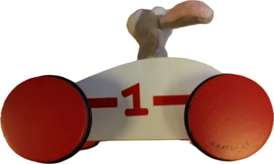 Produktbild von Scratch - 0346 - Holzauto mit Plüschhase als Fahrer, 24cm