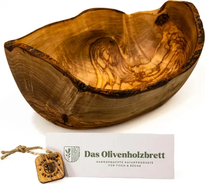 Produktbild von Obstschale oval aus Olivenholz mit Naturrand 20 cm