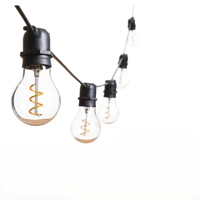 Produktbild von Alcapower E27 Lichterkette, schwarz, 10 Fassungen, 11,5m, IP65, bis zu 6 Einheiten koppelbar, 230V AC.