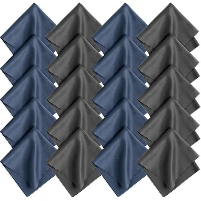 Mikrofasertücher für Brillen, 20 Stück, 20x20 cm, blau/grau