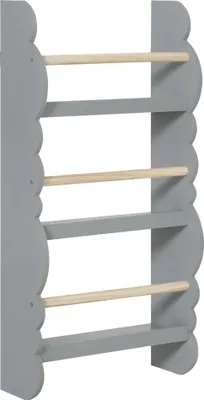 Produktbild von Kinder Bücherregal - Kinder Buchregal - 4 Ablagen - 42,5 x 14,5 x 80 cm - E1 MDF & Kiefer - 2 kg je Ebene - Hellgrau