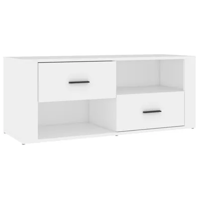 Image de vidaXL Armoire TV blanche 100x35x40 cm Bois composite