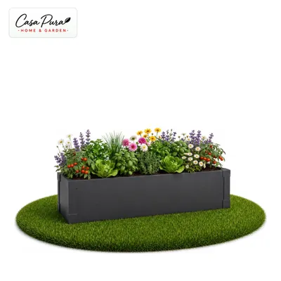 Produktbild von Hochbeet Andros aus Metall schmal verzinkt für Balkon Terrasse Garten – 27 cm Höhe Anthrazit