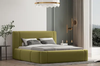 Produktbild von Polsterbett OLAF 180 x 200  mit Matratze, Bettkasten und Lattenrost. Farbe: Grün