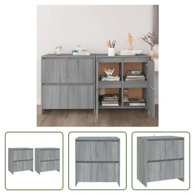 Produktbild von The Living Store Sideboards 2 Stk. Grau Sonoma 70x41x75 cm Holzwerkstoff