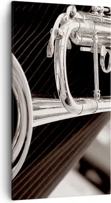 Produktbild von Bild auf Leinwand - Leinwandbild - Musik Trompete Instrument Orchester - 45x80cm - Wand Bild - Wanddeko - Leinwanddruck - Bilder - Kunstdruck - Leinwand bilder - Wandkunst - PA45x80-1553