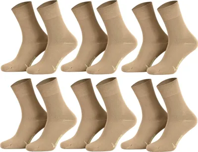 Tobeni 6 Paar Bambus Socken ANTIBAKTERIELL ohne Gummi für Damen und Herren Beige