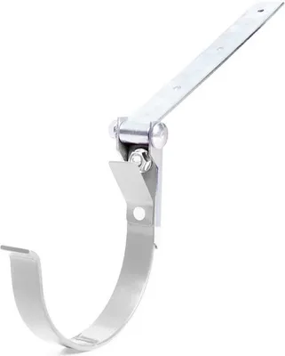 A metal gutter hook with a hinge, shown against a white background.
