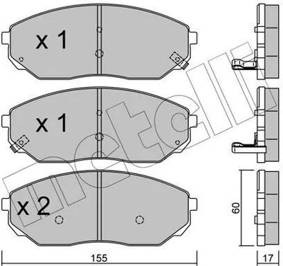 Produktbild von METELLI Bremsbeläge Satz Vorne Bremsklötze für KIA SORENTO I (JC) 22-0515-0