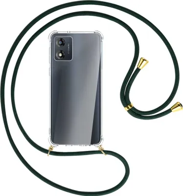 Produktbild von Handykette Backcover-Schutzhülle mit Band (Metall goldfarben) für Motorola Moto E13 (6.5'') - dunkelgrün