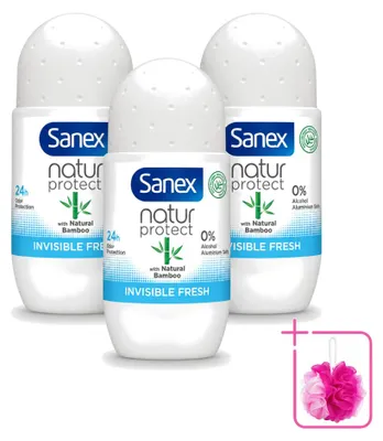 Zdjęcie produktu dla 3 sztuki roll-on Sanex Deo Bamboo Invisible Fresh - 50 ml - zestaw ekonomiczny