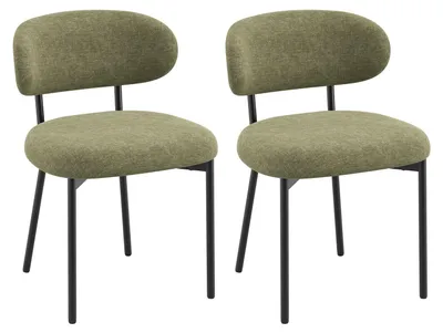 Produktbild von 2er-Set Esszimmerstühle mit Rückenlehne und Metallbeinen – moderne gepolsterte Stoffstühle für Küche, Esszimmer oder Wohnzimmer, Grün