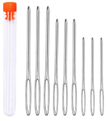 Produktbild von Set mit 9 Nadeln, 3 Größen von Nadeln mit großem Öhr, für Lederarbeiten, Nähnadeln, Wollnadeln, Stricknadeln, große Nadel zum Handnähen, Lederarbeiten