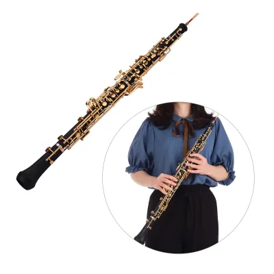 Produktbild von Professionelle Oboe, halbautomatischer Stil in C-Tonart, Holzblasinstrument mit rein vergoldeten Tasten