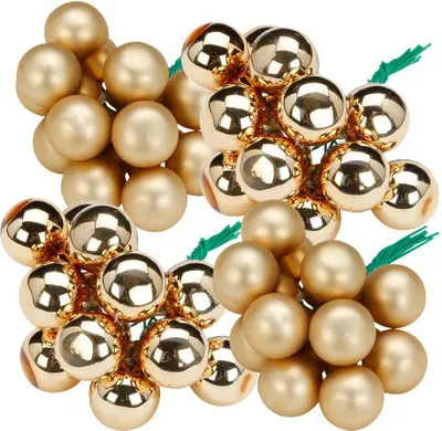 Produktbild von Weihnachtskugeln am Draht 2,5cm Glas 144 Stück - Brokatgold