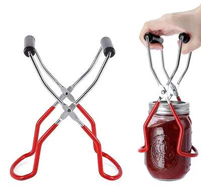 Productafbeelding van Glazenheber - RVS-tang voor hete glazen - Keukenaccessoire - Zilver, rood, zwart, 22,5 cm