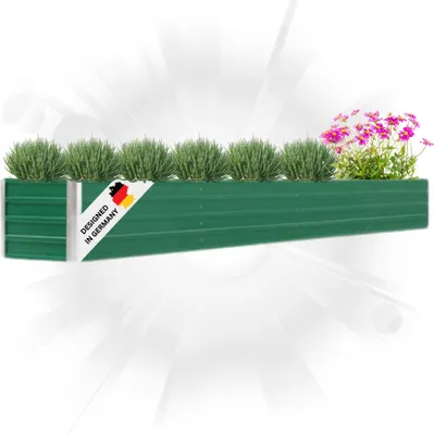 Produktbild von DELUKE® Hochbeet für Garten OSKAR Grün | 320x40x45cm | Verzinkter Stahl | Wetterfest | Gartenbeet Kräuterbeet Blumenbeet Beet hoch Frühbeet für Garten Gemüsebeet