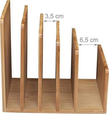 Zdjęcie produktu dla Bambusowy organizer biurkowy z 5 przegrodami – na listy i dokumenty – 23 x 24 x 25 cm – kolor naturalny