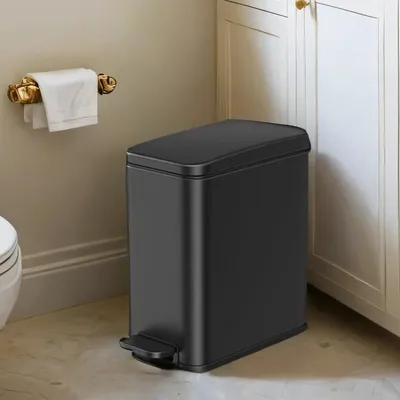 Immagine prodotto di Contenitore cosmetico nero – acciaio, interno in PP – 5 litri – 29,9 x 14,4 x 29 cm