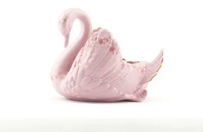 Produktbild von Labuť – velká, 17,5 cm, růžový porcelán, kytičky, Leander