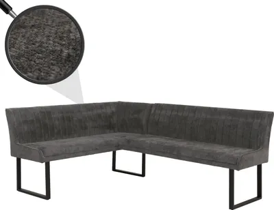 Immagine prodotto di Panca ad angolo HWC-O82, panca per sala da pranzo, tessuto ciniglia Oeko-Tex (310g/m²)/metallo tessile 159x210cm ~ grigio scuro