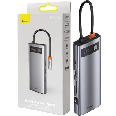 Produktbild von Baseus CAHUB-CU0G, Kabelgebunden, USB 3.2 Gen 1 (3.1 Gen 1) Type-C, Grau, 4K Ultra HD, 60 Hz, HDMI, USB 2.0, USB 3.2 Gen 1 (3.1 Gen 1) Type-A, USB 3.2 Gen 1 (3.1 Gen 1) Type-C