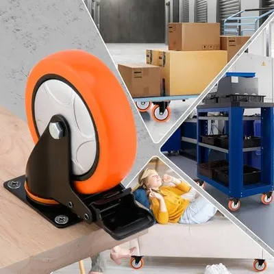 Produktbild von 4er Set Lenkrollen 152 mm mit Bremse, Schwerlastrollen mit einer Tragkraft von 1250 kg, geräuschlose Rollen für Möbel- und Industrietransport