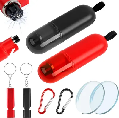 Produktbild von Notfallhammer 2 Stück, mit Gurtmesser, für Auto, inklusive Pfeife und Testglas