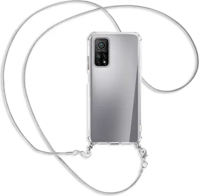 Produktbild von Handykette Backcover-Schutzhülle mit Band (Metall silberfarben) für Xiaomi Mi 10T (Pro) 5G - silberfarbene Kette Snake
