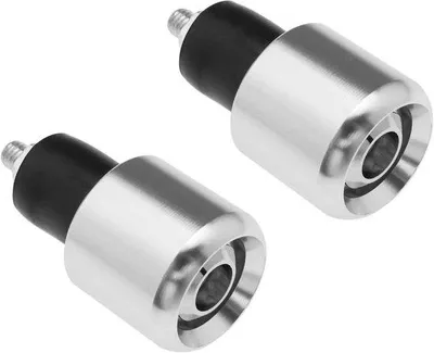 Immagine prodotto di Estremità del manubrio per moto - Set da 2 pezzi - Colore argento - Adatto a manubri con diametro di 22 mm
