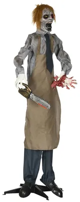 Produktbild von HOMCOM Halloween Dekoration 170cm Kettensägenmörder mit beweglichem Körper, Arm