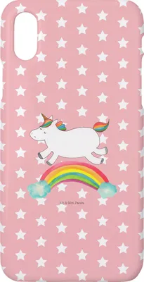 Produktbild von Mr. & Mrs. Panda Iphone 10 Handyhülle Einhorn Regenbogen - Rot Pastell - Geschenk, Einhornautobahn, X, Unicorn, Cover, Glitzer, Hülle, Handy, Erwachsenwerden