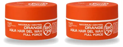 Imagen del producto de 2 unidades de cera para el cabello Red One Aqua Orange, para un agarre fuerte y brillo, 150 ml cada una. Paquete económico