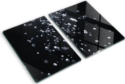 Produktbild von Tulup Glas Herdabdeckplatte - 2x40x52 cm - Glaskeramikkochfeld-Abdeckung Spritzschutz Glasabdeckplatte Kochplattenabdeckung und Schneidebrett - Zweiteilig - Kunst: modern & klassisch - 3D-Abstraktion - Schwarz