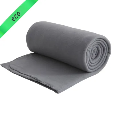 Obrázok produktu pre Eko fleecová deka zo 100 % recyklovaného materiálu 130x160 cm cca 400 g - sivá ťažká s antipillingom a osnovným okrajom