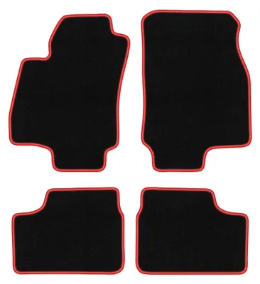 Productafbeelding van Velours automatten voor Opel Astra G 1998-2009 (sedan/stationwagen/hatchback) – 4-delig, zwart/rood, op maat – Wielganizator CARLUX