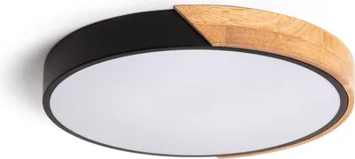 Produktbild von LED Deckenleuchte 24W Rund Holz und Aluminium Ø418 mm CCT Wählbar Semi-Dari Schwarz