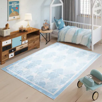 Image de Tapis Tapis EMMA Moderne Chambre Enfant Bleu Ciel Chambre 160 x 230 cm