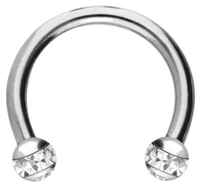 Produktbild von Ohrpiercing, Nasenpiercing, Septum Piercing Titan Hufeisenring EPOXY-RING-KUGELN + KRISTALLE