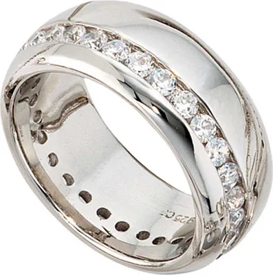 Produktbild von JOBO Damen Ring 925 Sterling Silber rhodiniert mit Zirkonia rundum Silberring Größe 54