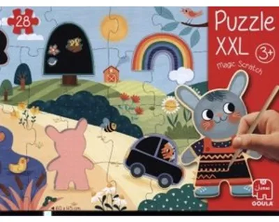 Produktbild von Jumbo Goula - XXL Magic Scratch Puzzle, 27 Stück(e), Tiere, 3 Jahr(e)