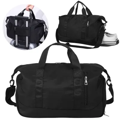Produktbild von Damen Sporttasche Faltbare Reisetasche mit Schuhfach und Nassfach, Wasserabweisende Weekender Gym Travel Bag Trainingstasche (Schwarz)
