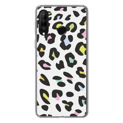 Produktbild von MuchoWow® Handyhülle Schutzhülle Hülle für Huawei P30 Lite Pantherdruck - Farben - Schwarz Silikon Softcase Handy Hülle - Handyhülle