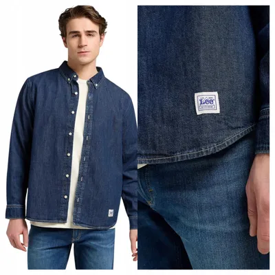 Produktbild von Lee | Herrenhemd Button Down blau Denim klassisch Baumwolle Regular Fit Größe S