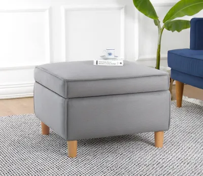 Image de Hanah Home, Roscen - Gris, pouf, gris, 100 % COTON, 63 x 63 x 43 cm