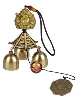 Produktbild von Windspiel Glocke Chinesischer Elefantenfisch Feng Shui Metallglöckchen zum Aufhängen Buddha 40 cm