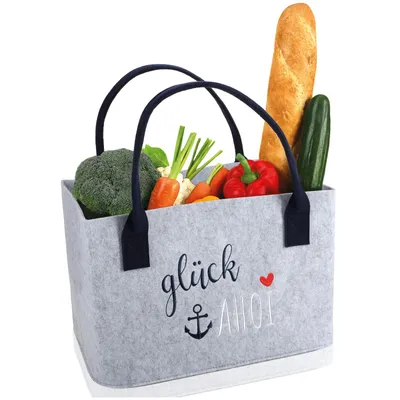 Produktbild von com-four® Filz-Shopper mit Henkel, Kaminholz-Tasche 40 x 26 cm